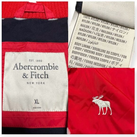 Abercrombie & Fitch Jacket XL Rainey Trail Full Zip Red Windbreaker - Picture 8 of 8